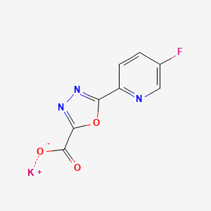 molecular formula C8H3FKN3O3 B2714213 Potassium 5-(5-fluoropyridin-2-yl)-1,3,4-oxadiazole-2-carboxylate CAS No. 2126177-44-2