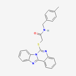 molecular formula C24H20N4OS B2714243 N-[(4-methylphenyl)methyl]-2-{8,10,17-triazatetracyclo[8.7.0.0^{2,7}.0^{11,16}]heptadeca-1(17),2,4,6,8,11(16),12,14-octaen-9-ylsulfanyl}acetamide CAS No. 804484-75-1