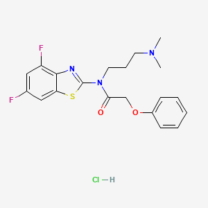 molecular formula C20H22ClF2N3O2S B2714275 N-(4,6-DIFLUORO-1,3-BENZOTHIAZOL-2-YL)-N-[3-(DIMETHYLAMINO)PROPYL]-2-PHENOXYACETAMIDE HYDROCHLORIDE CAS No. 1217080-27-7