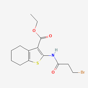 molecular formula C14H18BrNO3S B2714284 Ethyl 2-[(3-bromopropanoyl)amino]-4,5,6,7-tetrahydro-1-benzothiophene-3-carboxylate CAS No. 299962-55-3