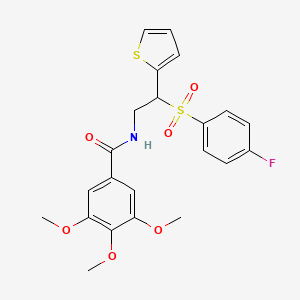 molecular formula C22H22FNO6S2 B2714289 N-[2-(4-FLUOROBENZENESULFONYL)-2-(THIOPHEN-2-YL)ETHYL]-3,4,5-TRIMETHOXYBENZAMIDE CAS No. 896327-05-2