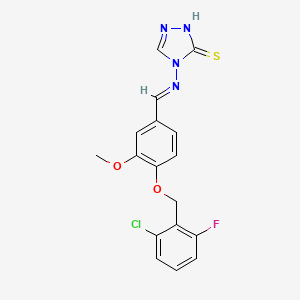 4-[(E)-[4-[(2-chloro-6-fluorophenyl)methoxy]-3-methoxyphenyl]methylideneamino]-1H-1,2,4-triazole-5-thione