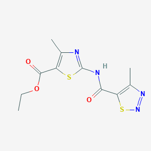 molecular formula C11H12N4O3S2 B2714323 ethyl 4-methyl-2-(4-methyl-1,2,3-thiadiazole-5-amido)-1,3-thiazole-5-carboxylate CAS No. 898610-80-5