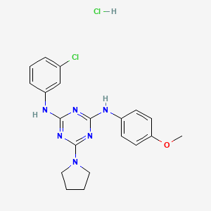B2714336 N2-(3-chlorophenyl)-N4-(4-methoxyphenyl)-6-(pyrrolidin-1-yl)-1,3,5-triazine-2,4-diamine hydrochloride CAS No. 1179494-53-1