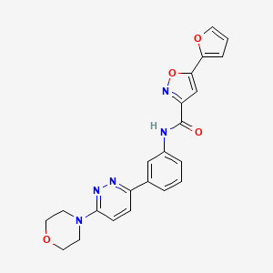 molecular formula C22H19N5O4 B2714342 5-(furan-2-yl)-N-(3-(6-morpholinopyridazin-3-yl)phenyl)isoxazole-3-carboxamide CAS No. 1207000-74-5