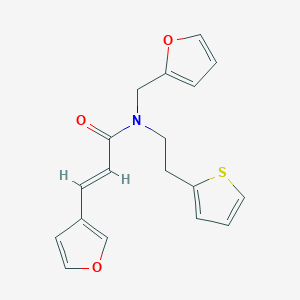 molecular formula C18H17NO3S B2714346 (E)-N-(furan-2-ylmethyl)-3-(furan-3-yl)-N-(2-(thiophen-2-yl)ethyl)acrylamide CAS No. 1798411-17-2