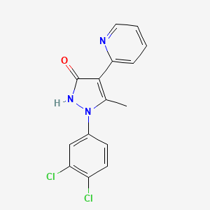 molecular formula C15H11Cl2N3O B2714352 1-(3,4-dichlorophenyl)-5-methyl-4-(2-pyridinyl)-1H-pyrazol-3-ol CAS No. 956755-31-0