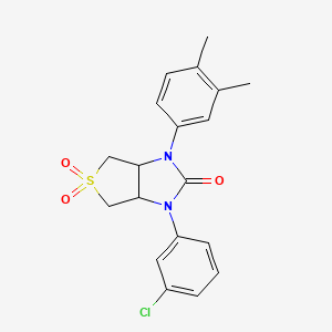 molecular formula C19H19ClN2O3S B2714354 1-(3-chlorophenyl)-3-(3,4-dimethylphenyl)tetrahydro-1H-thieno[3,4-d]imidazol-2(3H)-one 5,5-dioxide CAS No. 881439-90-3