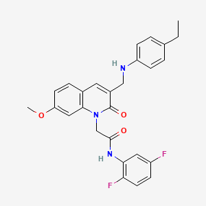 molecular formula C27H25F2N3O3 B2714392 N-(2,5-difluorophenyl)-2-(3-{[(4-ethylphenyl)amino]methyl}-7-methoxy-2-oxo-1,2-dihydroquinolin-1-yl)acetamide CAS No. 893789-87-2