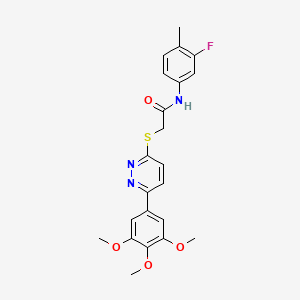 molecular formula C22H22FN3O4S B2714408 N-(3-fluoro-4-methylphenyl)-2-((6-(3,4,5-trimethoxyphenyl)pyridazin-3-yl)thio)acetamide CAS No. 899968-75-3