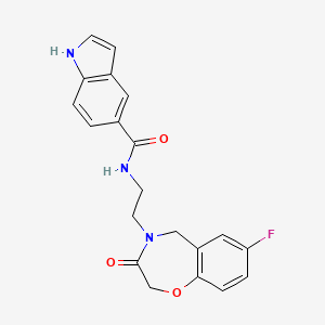 molecular formula C20H18FN3O3 B2714425 N-(2-(7-fluoro-3-oxo-2,3-dihydrobenzo[f][1,4]oxazepin-4(5H)-yl)ethyl)-1H-indole-5-carboxamide CAS No. 1904368-41-7