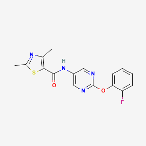 molecular formula C16H13FN4O2S B2714474 N-[2-(2-FLUOROPHENOXY)PYRIMIDIN-5-YL]-2,4-DIMETHYL-1,3-THIAZOLE-5-CARBOXAMIDE CAS No. 1421444-66-7
