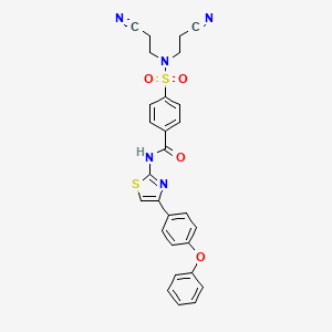 molecular formula C28H23N5O4S2 B2714501 4-[bis(2-cyanoethyl)sulfamoyl]-N-[4-(4-phenoxyphenyl)-1,3-thiazol-2-yl]benzamide CAS No. 325988-38-3