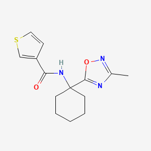 molecular formula C14H17N3O2S B2714522 N-[1-(3-methyl-1,2,4-oxadiazol-5-yl)cyclohexyl]thiophene-3-carboxamide CAS No. 1396800-37-5