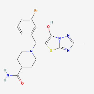1-((3-Bromophenyl)(6-hydroxy-2-methylthiazolo[3,2-b][1,2,4]triazol-5-yl)methyl)piperidine-4-carboxamide