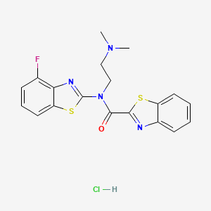 molecular formula C19H18ClFN4OS2 B2714569 N-(2-(dimethylamino)ethyl)-N-(4-fluorobenzo[d]thiazol-2-yl)benzo[d]thiazole-2-carboxamide hydrochloride CAS No. 1216743-06-4