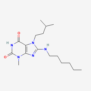 8-(Hexylamino)-3-methyl-7-(3-methylbutyl)purine-2,6-dione