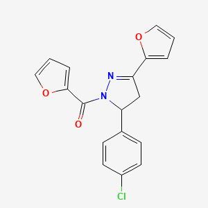 (5-(4-chlorophenyl)-3-(furan-2-yl)-4,5-dihydro-1H-pyrazol-1-yl)(furan-2-yl)methanone