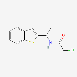 molecular formula C12H12ClNOS B2714626 N-[1-(1-Benzothiophen-2-yl)ethyl]-2-chloroacetamide CAS No. 2411241-65-9
