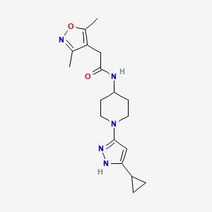 molecular formula C18H25N5O2 B2714640 N-[1-(5-cyclopropyl-1H-pyrazol-3-yl)piperidin-4-yl]-2-(3,5-dimethyl-1,2-oxazol-4-yl)acetamide CAS No. 2034201-17-5