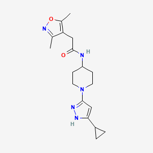 N-(1-(5-cyclopropyl-1H-pyrazol-3-yl)piperidin-4-yl)-2-(3,5-dimethylisoxazol-4-yl)acetamide