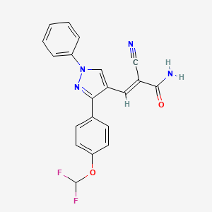 (E)-2-cyano-3-[3-[4-(difluoromethoxy)phenyl]-1-phenylpyrazol-4-yl]prop-2-enamide