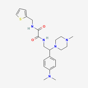molecular formula C22H31N5O2S B2714701 N'-{2-[4-(dimethylamino)phenyl]-2-(4-methylpiperazin-1-yl)ethyl}-N-[(thiophen-2-yl)methyl]ethanediamide CAS No. 922868-88-0