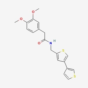 molecular formula C19H19NO3S2 B2714712 N-({[3,3'-bithiophene]-5-yl}methyl)-2-(3,4-dimethoxyphenyl)acetamide CAS No. 2415487-56-6