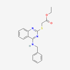 molecular formula C19H19N3O2S B2714719 Ethyl 2-((4-(benzylamino)quinazolin-2-yl)thio)acetate CAS No. 422531-84-8