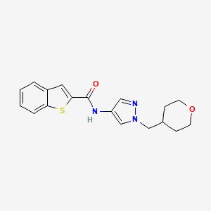 molecular formula C18H19N3O2S B2714736 N-{1-[(oxan-4-yl)methyl]-1H-pyrazol-4-yl}-1-benzothiophene-2-carboxamide CAS No. 1705995-63-6