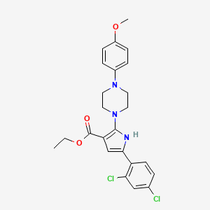 molecular formula C24H25Cl2N3O3 B2714766 Ethyl 5-(2,4-dichlorophenyl)-2-[4-(4-methoxyphenyl)piperazin-1-yl]-1H-pyrrole-3-carboxylate CAS No. 338396-55-7