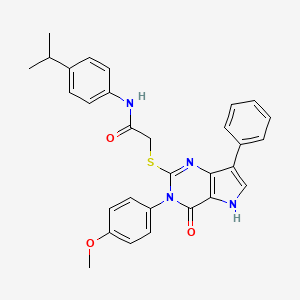 molecular formula C30H28N4O3S B2714767 2-{[3-(4-methoxyphenyl)-4-oxo-7-phenyl-3H,4H,5H-pyrrolo[3,2-d]pyrimidin-2-yl]sulfanyl}-N-[4-(propan-2-yl)phenyl]acetamide CAS No. 2034352-71-9