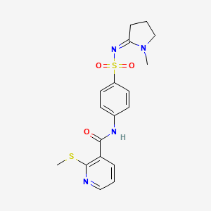 molecular formula C18H20N4O3S2 B2714773 N-[4-[(Z)-(1-Methylpyrrolidin-2-ylidene)amino]sulfonylphenyl]-2-methylsulfanylpyridine-3-carboxamide CAS No. 1181480-91-0