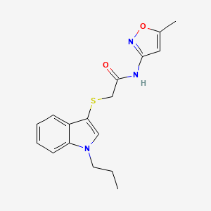 molecular formula C17H19N3O2S B2714783 N-(5-methylisoxazol-3-yl)-2-((1-propyl-1H-indol-3-yl)thio)acetamide CAS No. 450350-89-7