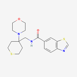 molecular formula C18H23N3O2S2 B2714804 N-{[4-(morpholin-4-yl)thian-4-yl]methyl}-1,3-benzothiazole-6-carboxamide CAS No. 2380097-29-8