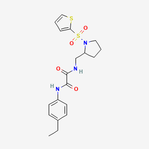 molecular formula C19H23N3O4S2 B2714808 N'-(4-ethylphenyl)-N-{[1-(thiophene-2-sulfonyl)pyrrolidin-2-yl]methyl}ethanediamide CAS No. 896281-32-6