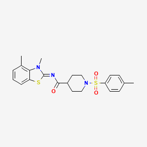 molecular formula C22H25N3O3S2 B2714869 (E)-N-(3,4-dimethylbenzo[d]thiazol-2(3H)-ylidene)-1-tosylpiperidine-4-carboxamide CAS No. 941919-11-5