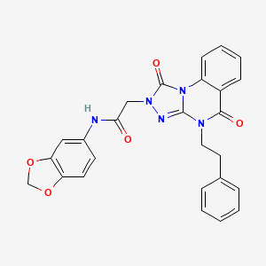 molecular formula C26H21N5O5 B2714944 N-(2H-1,3-benzodioxol-5-yl)-2-[1,5-dioxo-4-(2-phenylethyl)-1H,2H,4H,5H-[1,2,4]triazolo[4,3-a]quinazolin-2-yl]acetamide CAS No. 1189735-40-7