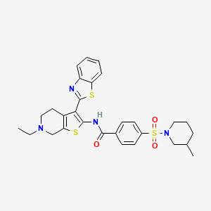 molecular formula C29H32N4O3S3 B2714967 N-(3-(benzo[d]thiazol-2-yl)-6-ethyl-4,5,6,7-tetrahydrothieno[2,3-c]pyridin-2-yl)-4-((3-methylpiperidin-1-yl)sulfonyl)benzamide CAS No. 489470-44-2
