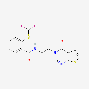 molecular formula C16H13F2N3O2S2 B2714977 2-((difluoromethyl)thio)-N-(2-(4-oxothieno[2,3-d]pyrimidin-3(4H)-yl)ethyl)benzamide CAS No. 2034458-51-8