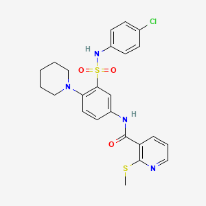 N-[3-[(4-chlorophenyl)sulfamoyl]-4-piperidin-1-ylphenyl]-2-methylsulfanylpyridine-3-carboxamide