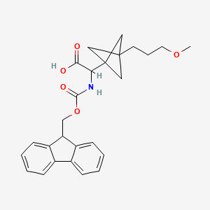 molecular formula C26H29NO5 B2714995 2-(9H-Fluoren-9-ylmethoxycarbonylamino)-2-[3-(3-methoxypropyl)-1-bicyclo[1.1.1]pentanyl]acetic acid CAS No. 2287260-00-6