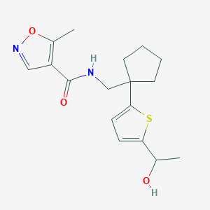 molecular formula C17H22N2O3S B2714998 N-((1-(5-(1-hydroxyethyl)thiophen-2-yl)cyclopentyl)methyl)-5-methylisoxazole-4-carboxamide CAS No. 2034569-04-3