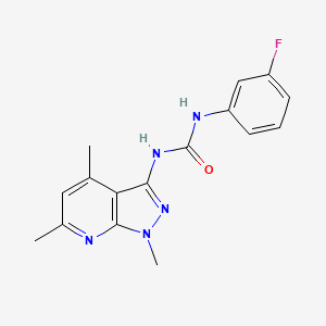 molecular formula C16H16FN5O B2715003 N-(3-fluorophenyl)-N'-(1,4,6-trimethyl-1H-pyrazolo[3,4-b]pyridin-3-yl)urea CAS No. 478047-12-0