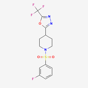 2-(1-((3-Fluorophenyl)sulfonyl)piperidin-4-yl)-5-(trifluoromethyl)-1,3,4-oxadiazole