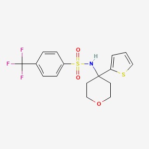 N-(4-(thiophen-2-yl)tetrahydro-2H-pyran-4-yl)-4-(trifluoromethyl)benzenesulfonamide