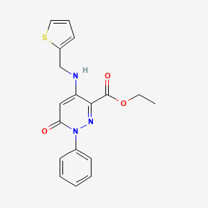 Ethyl 6-oxo-1-phenyl-4-((thiophen-2-ylmethyl)amino)-1,6-dihydropyridazine-3-carboxylate