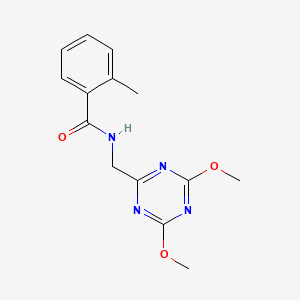 molecular formula C14H16N4O3 B2715082 N-[(4,6-dimethoxy-1,3,5-triazin-2-yl)methyl]-2-methylbenzamide CAS No. 2034574-26-8