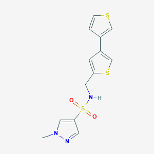 molecular formula C13H13N3O2S3 B2715099 N-({[3,3'-bithiophene]-5-yl}methyl)-1-methyl-1H-pyrazole-4-sulfonamide CAS No. 2380068-07-3