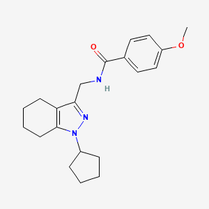 molecular formula C21H27N3O2 B2715101 N-((1-cyclopentyl-4,5,6,7-tetrahydro-1H-indazol-3-yl)methyl)-4-methoxybenzamide CAS No. 1448029-18-2